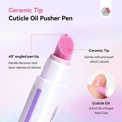💅2-in-1 Cuticle Care Pen – 45° Ceramic Tip + Hydrating Oil for All Nail Types