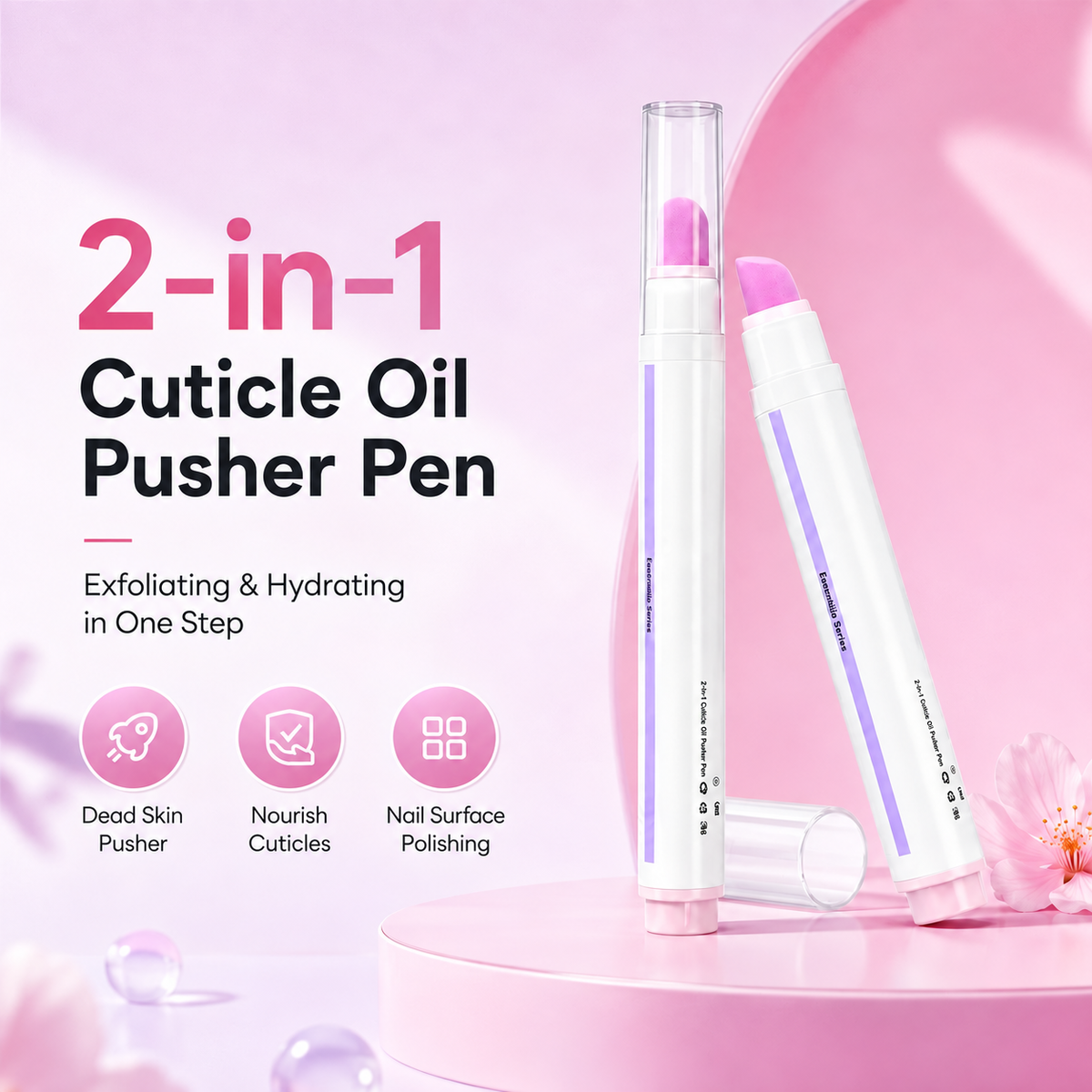 💅2-in-1 Cuticle Care Pen – 45° Ceramic Tip + Hydrating Oil for All Nail Types